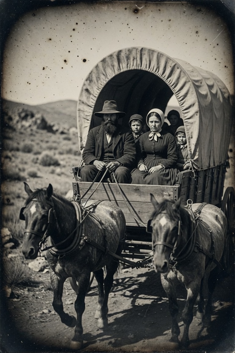 Wagon train heading west